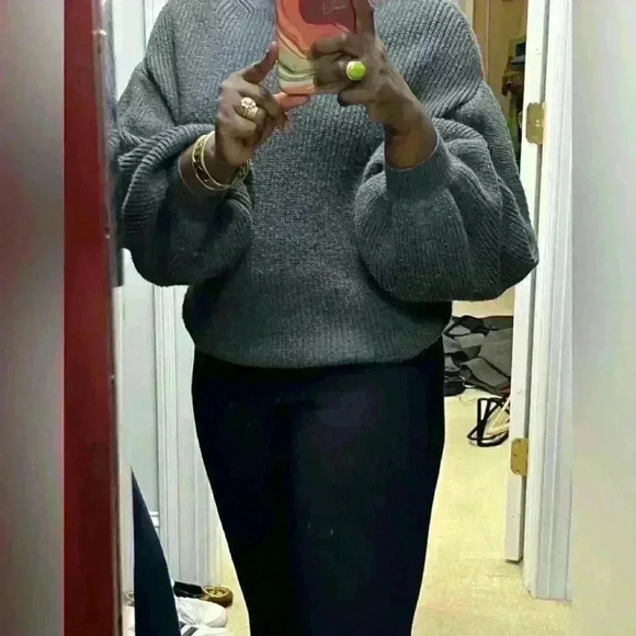 Leith Balloon Sleeve Grey Sweater - Picture 4 of 4